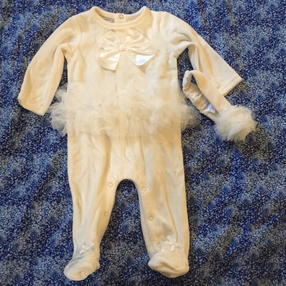 NWOT First Impressions cream onesie. 3-6 months